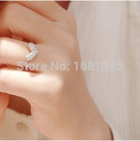 wholesale factory prices Shiny new fashion style rhinestone jewelry love adjustable ring for women free shipping