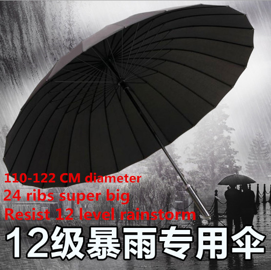 24 Ribs Super Big Resist 12 Level Rainstorm Umbrella Rain Sun Women Men High Quality