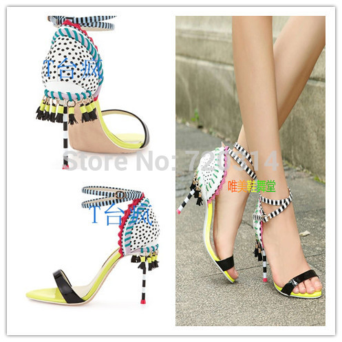 Arrival Shoes Tassel Boho Chic Strip High Heels High Quality Sandals ...