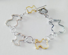 2015 Trendy Classical Lovely Little Bear Bracelet chain Silver gold Titanium Alloy bear Jewelry fashion men women