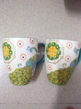 multi-colors celadon the peacock cup tea set vacuumcup ceramic gift chinese style cup Hot-sales