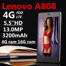 Original Lenovo A808 telefone 5.5 ” 1920 * 1080 IPS Android 4.4 MTK6592 Octa Core 3G RAM 16G ROM 4G LTE GPS Mobile phone