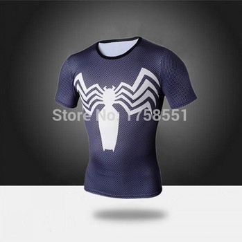 Высокое качество сжатия футболки супермен / бэтмен / человек паук / капитан америка тренажерный зал майка мужчин фитнес рубашки мужчины футболки