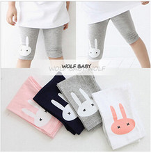 Retail 2 7years 4 color rabbit footless girls knee length kid Five pants Cropped clothing kids
