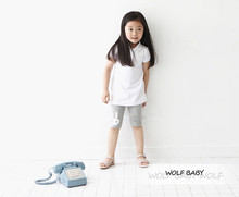 Retail 2 7years 4 color rabbit footless girls knee length kid Five pants Cropped clothing kids