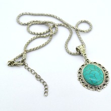 Simple Style Vintage Elegant women Turquoise Necklaces Classical Brand New Long Pendant Fine Jewelry For Women