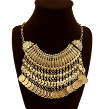 Bohemian Jewelry Choker Collar Necklace Women Coin Tassels Statement Necklaces Turkish Gypsy Ethnic Tribal Belly Dance