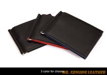 2015 men Genuine Leather money clip black blue red color 11 * 8 cm Gentleman’s  First Choice 6 Card Holders