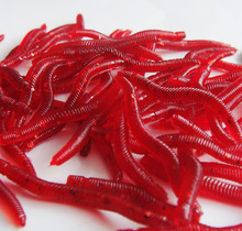 50Pcs/Lot Earthworm Maggot Fishing Lure Soft Artificial Fishing Smelly Flavored Bait Bionic Red Worm 4CM Lures Free Shipping