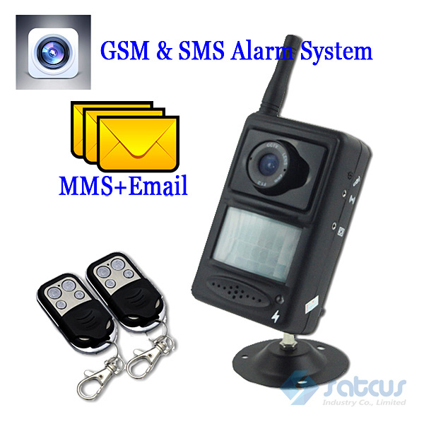 Wireless GSM MMS Home Alarm System with a motion PIR CMOS camera support Mobile Phone Remote