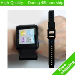 High Quality Color Watch Strap Silicon Case For iPod Nano6 Free shipping DHL HKPAM CPAM UPS(China (Mainland))
