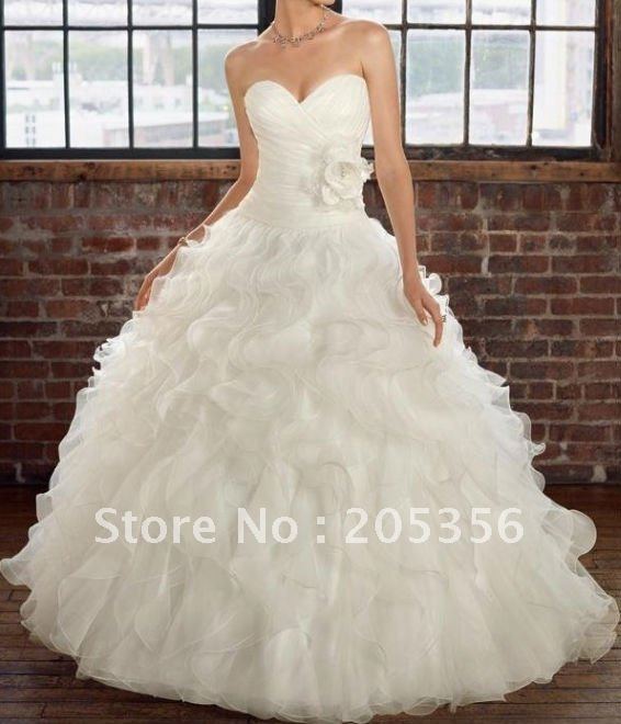 Free shipping designer flowered ruched elegant sweetheart ball gown wedding