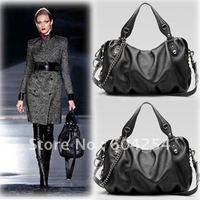 Hot!!! 100% Genuine Leather Fashion Ladies Handbag, Tote Bags, Leisure Bag, Dual-use, black corlor ID:1010