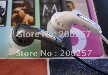 Free shipping,T03 In-Ear Earphones, earpiece, headphone for iPod/MP3/CD/DVD/laptop computers/mobile phones ,Best Sound