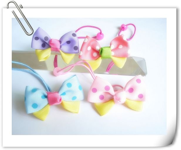 Wholesale Ribbon Bow girl hair tie,ponytail holder,Hair elastic,kids hair accessories,20pcs/lot,Freeshipping(China (Mainland))