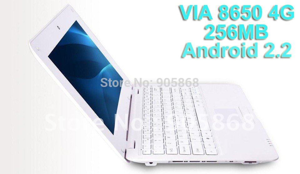 cheap laptop 10 VIA8650 Android 2 2 4G 256MB 10 WiFi mini computer laptop Netbook