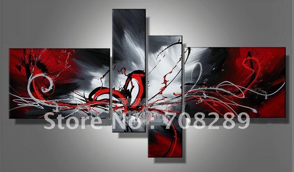 oil paintings on canvas red black white home decoration Modern abstract Oil Painting wall art B226(China (Mainland))