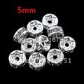 500pcs Silver Plated Clear A+Rhinestone Spacer Beads 5mm(w00041T)