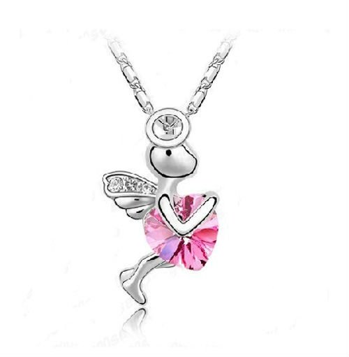 Free Shipping Factory wholesale hot sell fashion eros cupid crystal pendant Necklace 4pcs lot