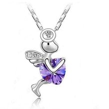 Free Shipping Factory wholesale hot sell fashion eros cupid crystal pendant Necklace 4pcs lot