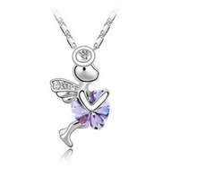 Free Shipping Factory wholesale hot sell fashion eros cupid crystal pendant Necklace 4pcs lot