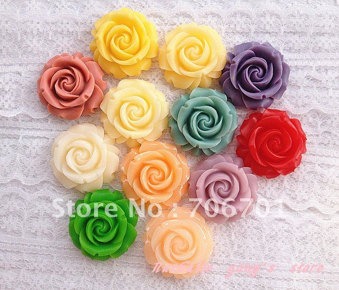 BOWISE Free shipping 30mm 12 Colors Flatback Resin Rose Flower for DIY Handmade Jewelry Accessory Wholesale