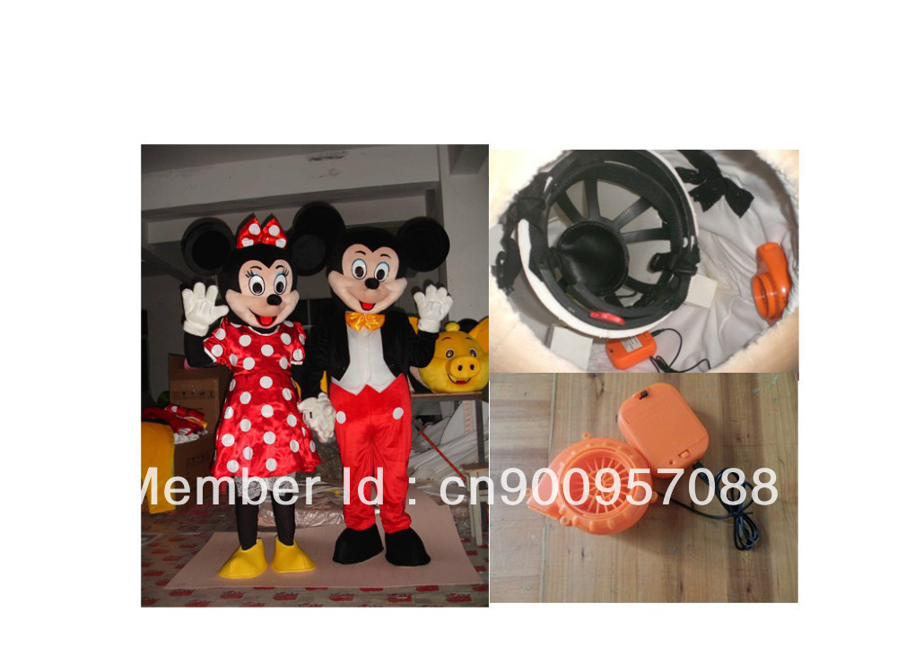 mickey o minnie mouse traje de la mascota de refrigeración del ventilador incluido de espuma de poli de la cabeza