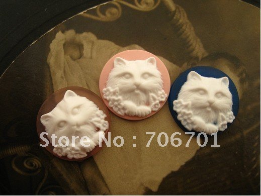 Free shipping 25mm 4colors Resin Cat cameo Cabochon for DIY Jewelry Decoration Accessories Wholesale 100pcs lot