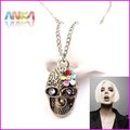 free shipping Skull Dress Rhinestone Flower Cool Pendant Fashion Necklace  #86456