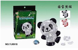 Light panda Puzzle,3D Puzzle Crystal Decoration panda Puzzle IQ Gadget Hobby Toy Gift, Free Shipping P019(China (Mainland))