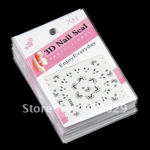 Freeshipping-2011 latest style-24pcs different 3D nail seal designs Jewelry