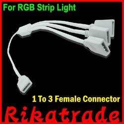 Tira flexível 1 a do diodo emissor de luz do RGB do transporte livre conector 3 fêmea para a luz de tira de SMD 3528 5050 RGB