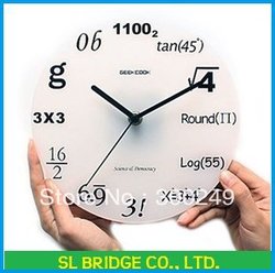 Frete grátis para geek, matemática relógio de ciência e engenharia da forma digital acrílico circular relógio de parede e12373sl
