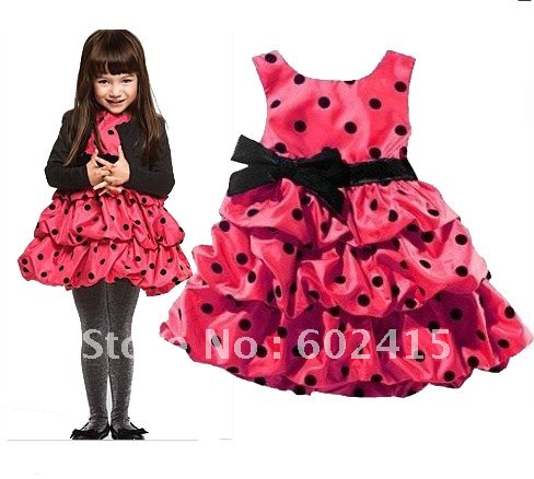  Polka  Dress on Girls Formal Flower Girl Dresses Birthday Cake Skirts Red Polka Dot