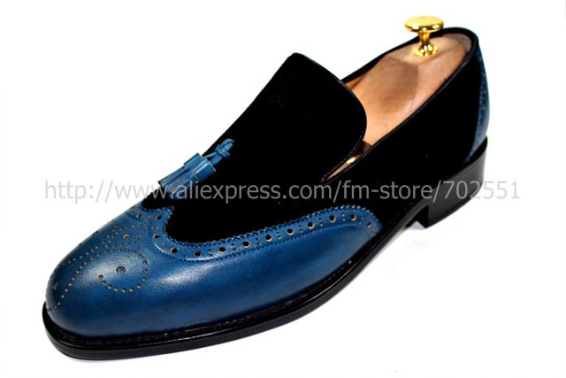 Handmade Pure Genuine Calf Leather Men's Tassel Slip on Color Black ...