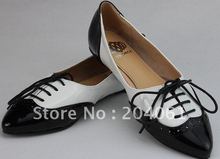 Hotsale Wholesale Women flat shoes patent Pu shoes lace up shoes summer casual mixed colors shoes