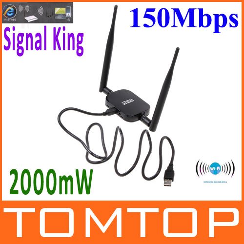 Alta potência de sinal rei 2000mw 48 dbi adaptador usb sem fio signalking 999wn antena wifi 150 mbps ralink 3070, frete grátis!
