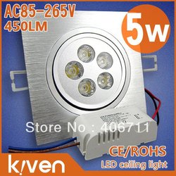 5w led ceiling lamp,AC85~265V,450lm,CE & ROHS,5w square high power light,2 years warranty!new led ceiling light!(China (Mainland))