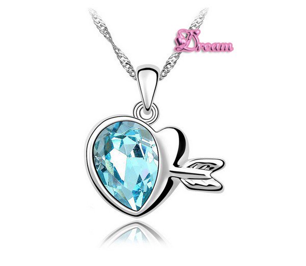 Free Shipping Gift Bag Hotselling New Arrival Crystal Cupid Heart Pendant Necklace crystal jewelry fashion jewelry