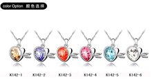 Free Shipping Gift Bag Hotselling New Arrival Crystal Cupid Heart Pendant Necklace crystal jewelry fashion jewelry