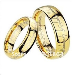10pcs/lot Free Shipping Size 6 - 12 The Tungsten One Ring Width 6mm From The Lord of the Rings in Golden Color 18KGP Hot Selling(China (Mainland))