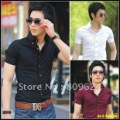 FREE SHIPPING HOT SELL Men's Casual Slim fit Stylish Dress Short Sleeve Shirts high quality 5 colors M-XL