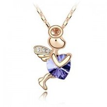 K086 The color of gold ShiLuoHua’s poem element crystal necklace angels-love god Cupid (14 color choose) Free shipping