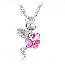 K086 Fashion crystal angels necklace love god Cupid Mixed colors Free shipping