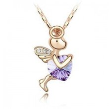 K086 Fashion crystal angels necklace love god Cupid Mixed colors Free shipping