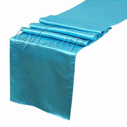 108 table runner shipping Table  x Decor.jpg Wedding Turquoise Satin Runner wedding turquoise Free 12