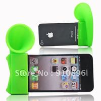 Cute Portable Silicone Horn Stand Amplifier Speaker For iPhone 4 4S 4G NEW ,10pcs/lot+ FREE SHIPPING