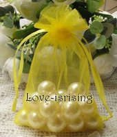 FREE SHIPPING-50pcs 4" x 6" 10x15cm Yellow Sheer Organza Pouch Wedding Favour Party Jewelry Gift/Candy Bag