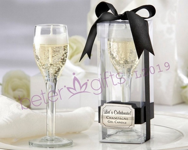 "Let's Celebrate!" Champagne Flute Gel Candle,Wedding Candle Favours, Party Decoration, Bridal Shower Favors