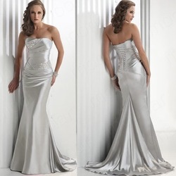 Silver Lady Beading Backless Prom Formal Gowns Ball Dress Woman Evening Party Mermaid Dress WLF014(China (Mainland))